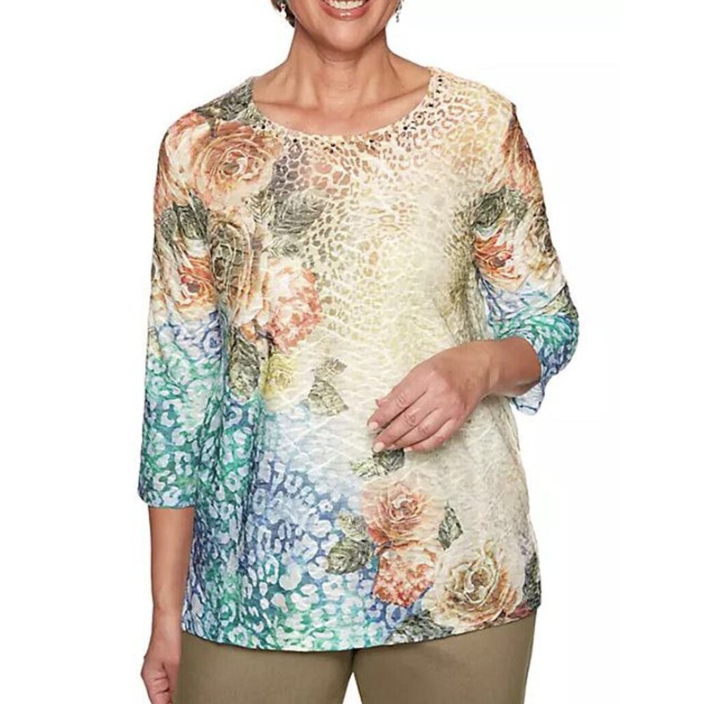 Alfred Dunner Lake Tahoe Textured Knit Top Size PL